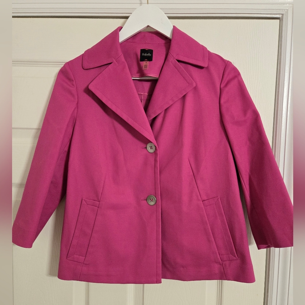 Rafaella Women's pink button front Cotton Blend jacket size 4 pockets